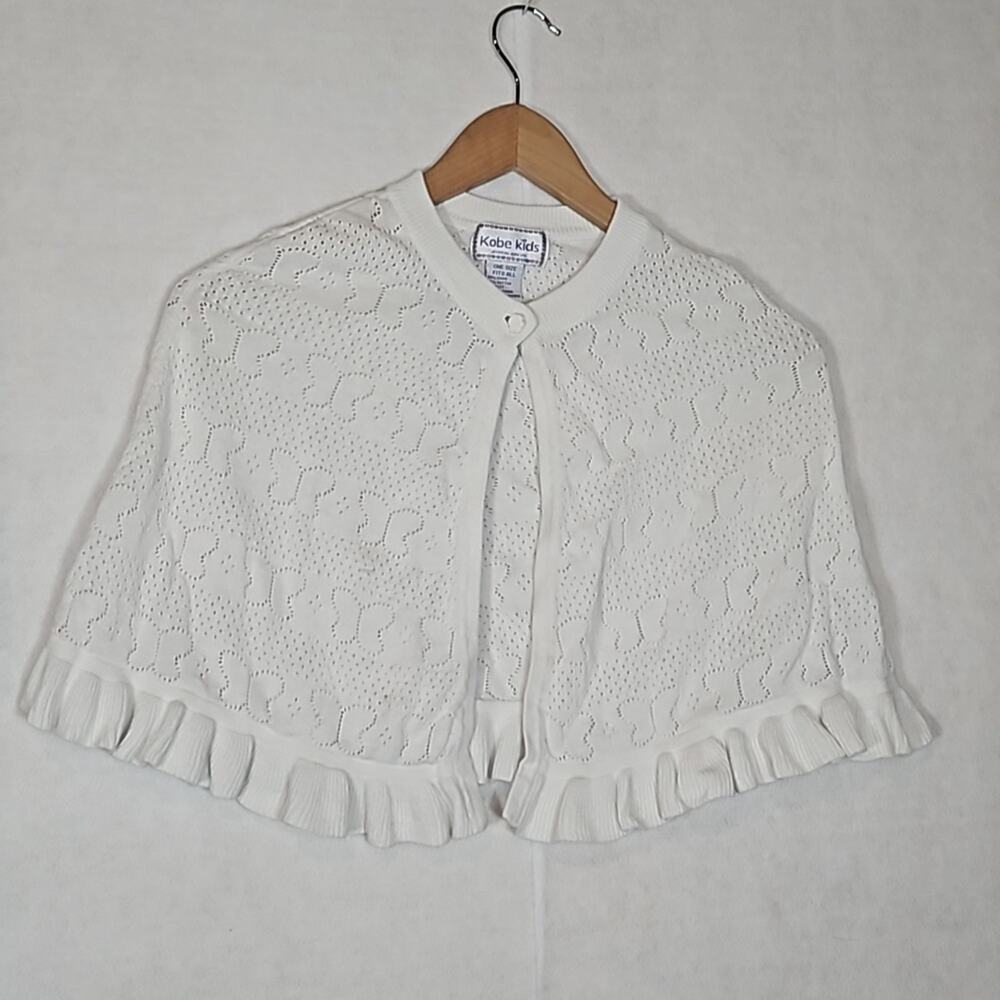 Kobe Kids Girls White Butterfly Poncho Sweater